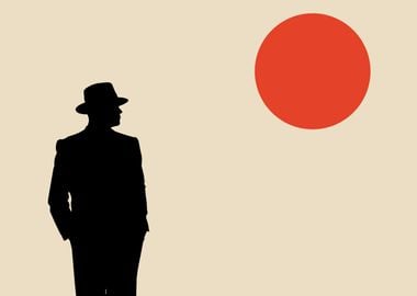 Silhouette Man and Red Circle