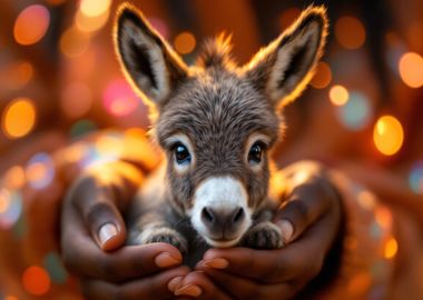 Cute Baby Donkey Lense Bokeh Autumn