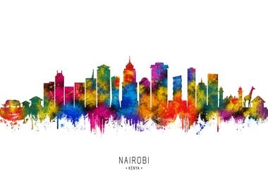 Nairobi Skyline Watercolor