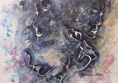 Watercolor Faces in Space