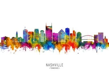 Nashville Skyline Watercolor