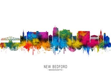 New Bedford Skyline Watercolor