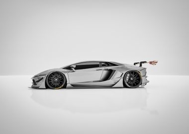 Silver Modified  Lamborghini Aventador