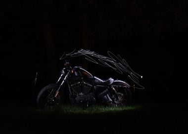 Black Motorcycle Night Shot