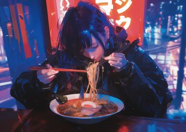 Anime Girl Eating Ramen