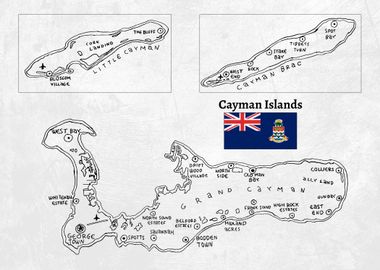 Handdrawn Cayman Islands Map