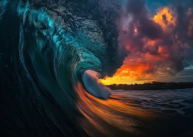 Ocean Wave Sunset landscape