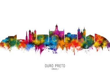 Ouro Preto Skyline Watercolor