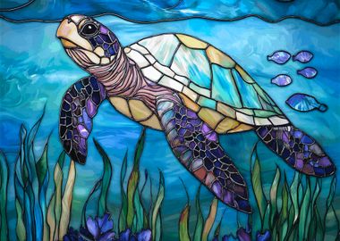 Stained Glass Sea Turtle