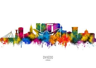 Oviedo Skyline Watercolor