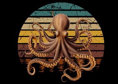 Octopus Retro Sunset