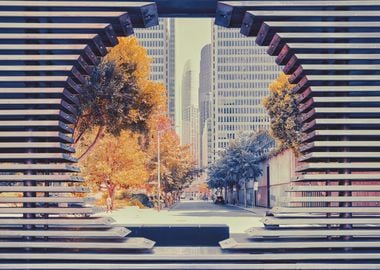 Cityscape Through Slats