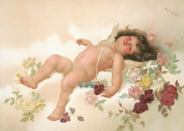 Aesthetic cherub, chromolithograph print