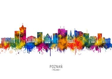 Poznan Skyline Watercolor