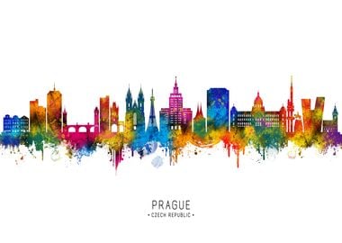 Prague Skyline Watercolor