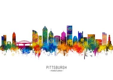 Pittsburgh Skyline Watercolor