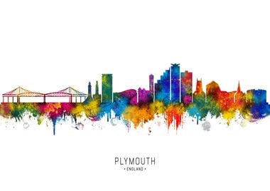 Plymouth Skyline Watercolor