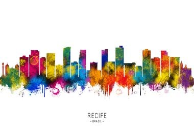 Recife Skyline Watercolor