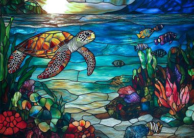 Stained Glass Sea Turtle