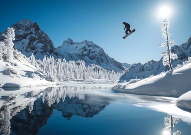 Snowboarder in Mountain Landscape