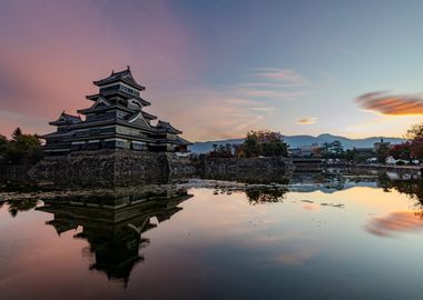 Japanese Castle at Sunset