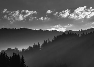 Misty Mountain Silhouette