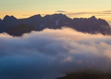 Mountain Peaks in Clouds