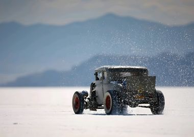 Vintage Hot Rod on Salt Flats