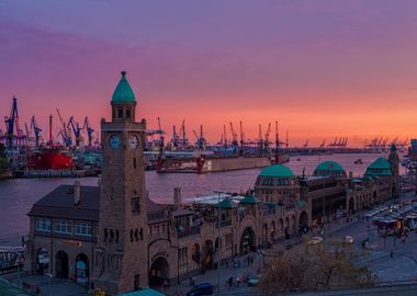 Harbor Sunset with Clock Tower