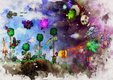 Terraria Boss Battle Watercolor