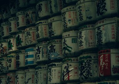 Japanese Sake Barrels