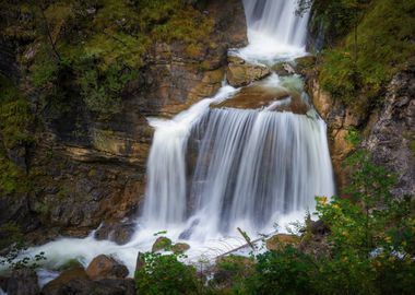 Waterfall in Lush Forest