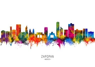 Zapopan Skyline Watercolor