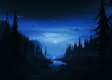 Night Forest Landscape