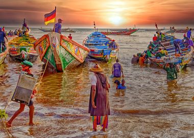 Sunset Fishing Boats