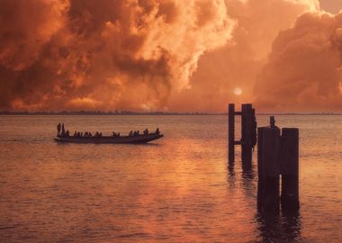 Sunset Boat and Pier