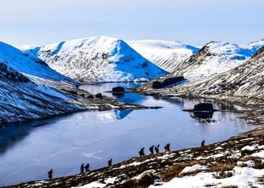 Snowy Mountain Lake Hike Scotland