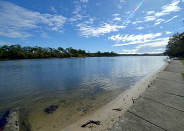 Gold coast Riverbank with Blue Sky