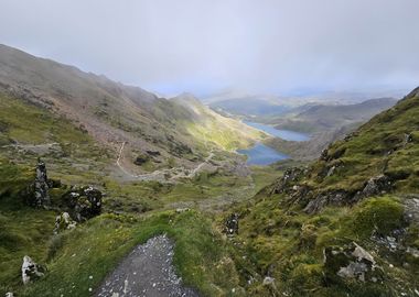 Mountaintop View with Lakes Mount snowdon wales