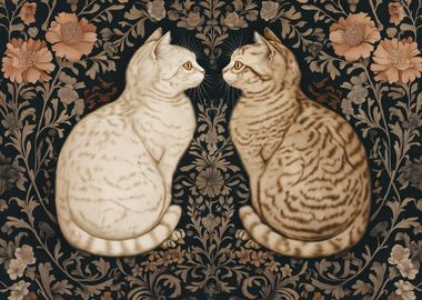 William Morris Cat Floral Art