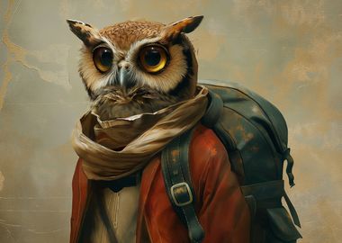 Owl Traveler Bird Art