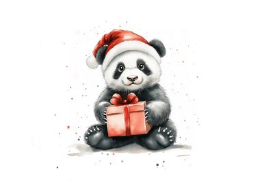 Christmas Panda with Gift