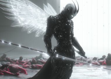 Cyberpunk Angel with Wings