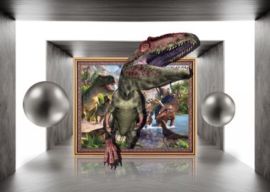 Dinosaur Painting in Frame