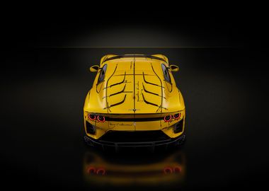 Yellow Ferrari with Art Design