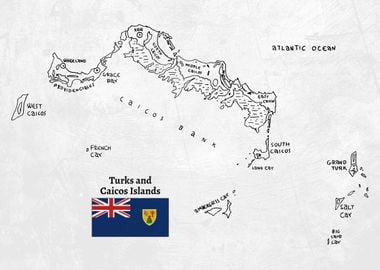 Handdrawn Map of Turks and Caicos Islands