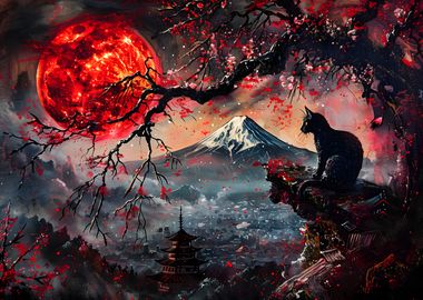 Black Cat & Red Moon