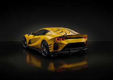 Yellow Ferrari with Sketch Design