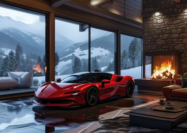 Ferrari in Mountain Chalet