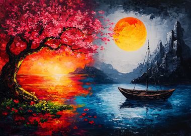 Sunset & Moonrise Landscape